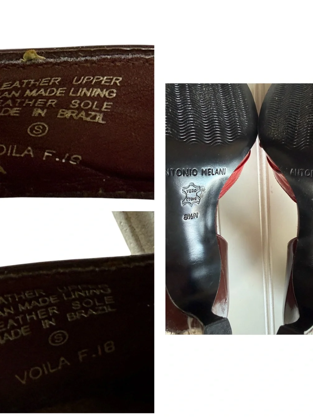 ANTONIO MELANI Burgundy Red Patent Leather D'Orsay Peep-Toe Heels Size 8.5 Voila